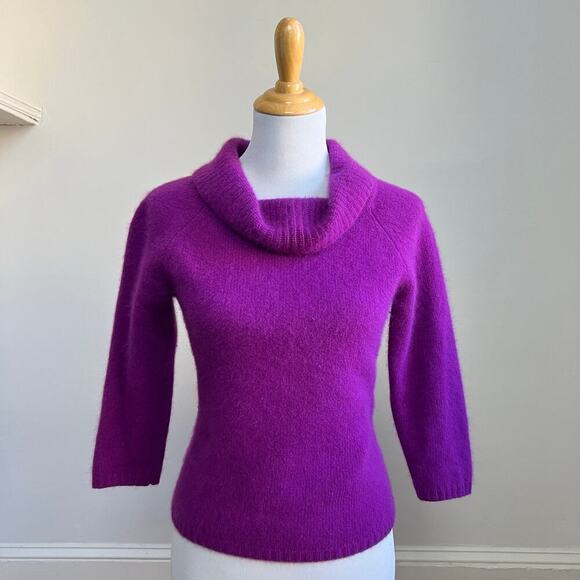 Vintage Y2K Rafaella Angora and Lambs Wool Cowl Neck 3/4 Sleeves Sweater Small - Picture 2 of 8